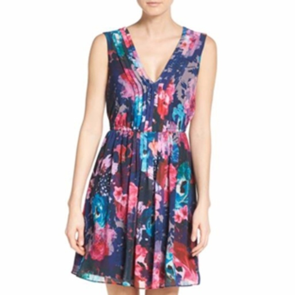 Betsey Johnson women 14 cocktail Fit & Flare dress career pleated cottagecore